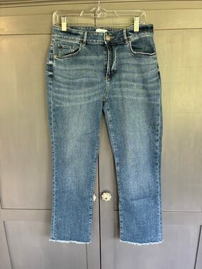 LOFT Blue Cropped Straight-Leg Jeans